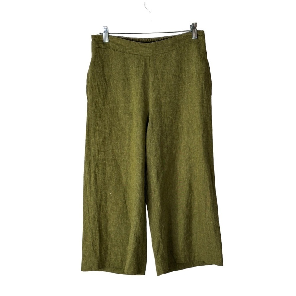 Coldwater Creek Linen Crop Wide Pants Size Petite Small